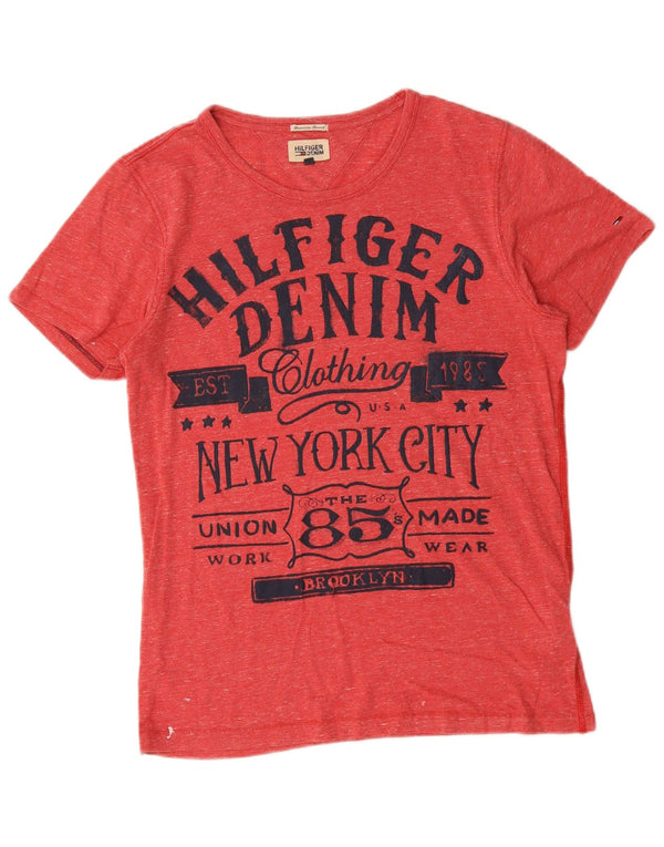 Tommy Hilfiger Camiseta gráfica para hombre Top de algodón moteado rojo mediano