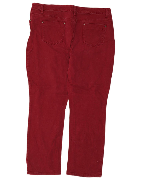 M&Co Vaqueros Rectos Petite para Mujer UK 18 XL W36 L27 Algodón Burdeos