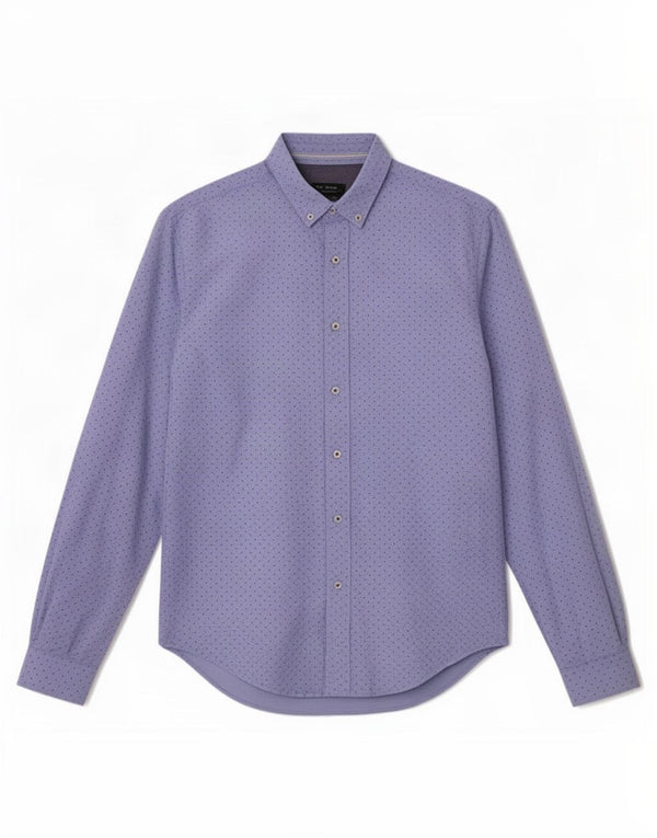 Zara Hombre Camisa Slim Fit Azul Medio Moteado