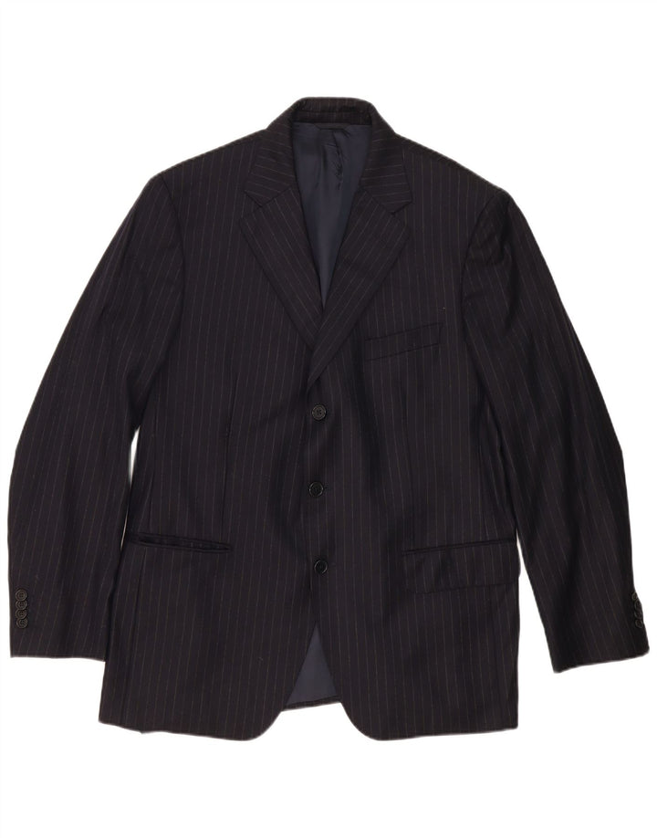 Loro Piana Chaqueta tipo blazer de 3 botones para hombre IT 54 2XL Lana a rayas azul marino