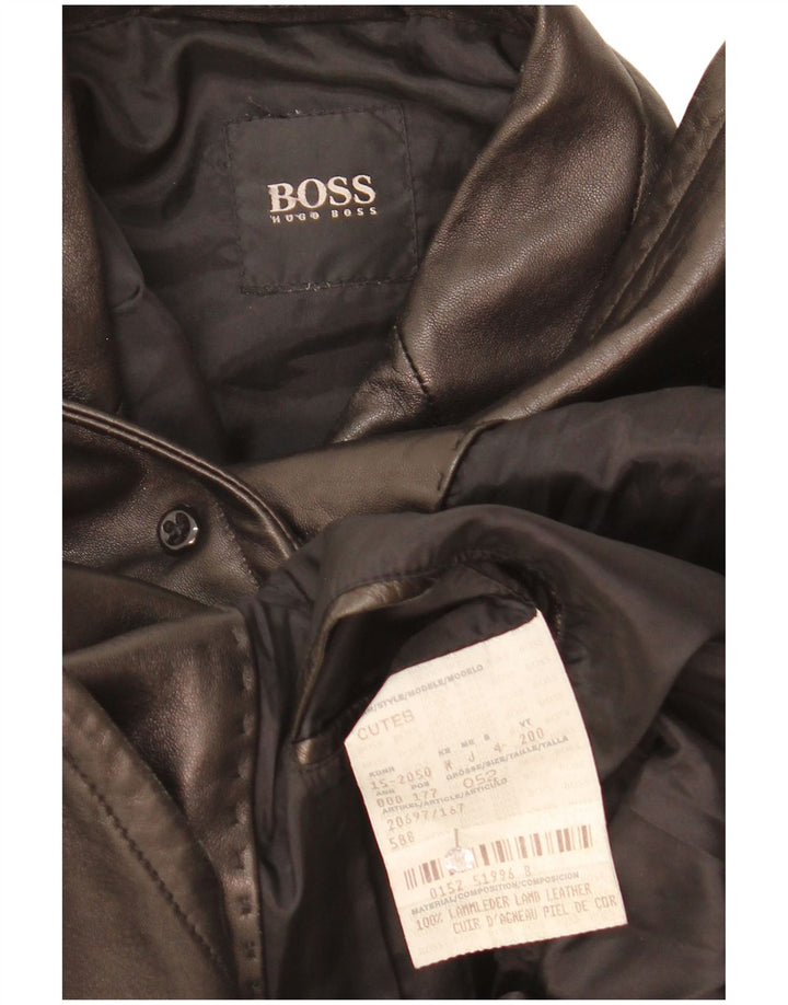 Hugo Boss Chaqueta tipo blazer de cuero con 3 botones para hombre EU 52 XL Cuero negro