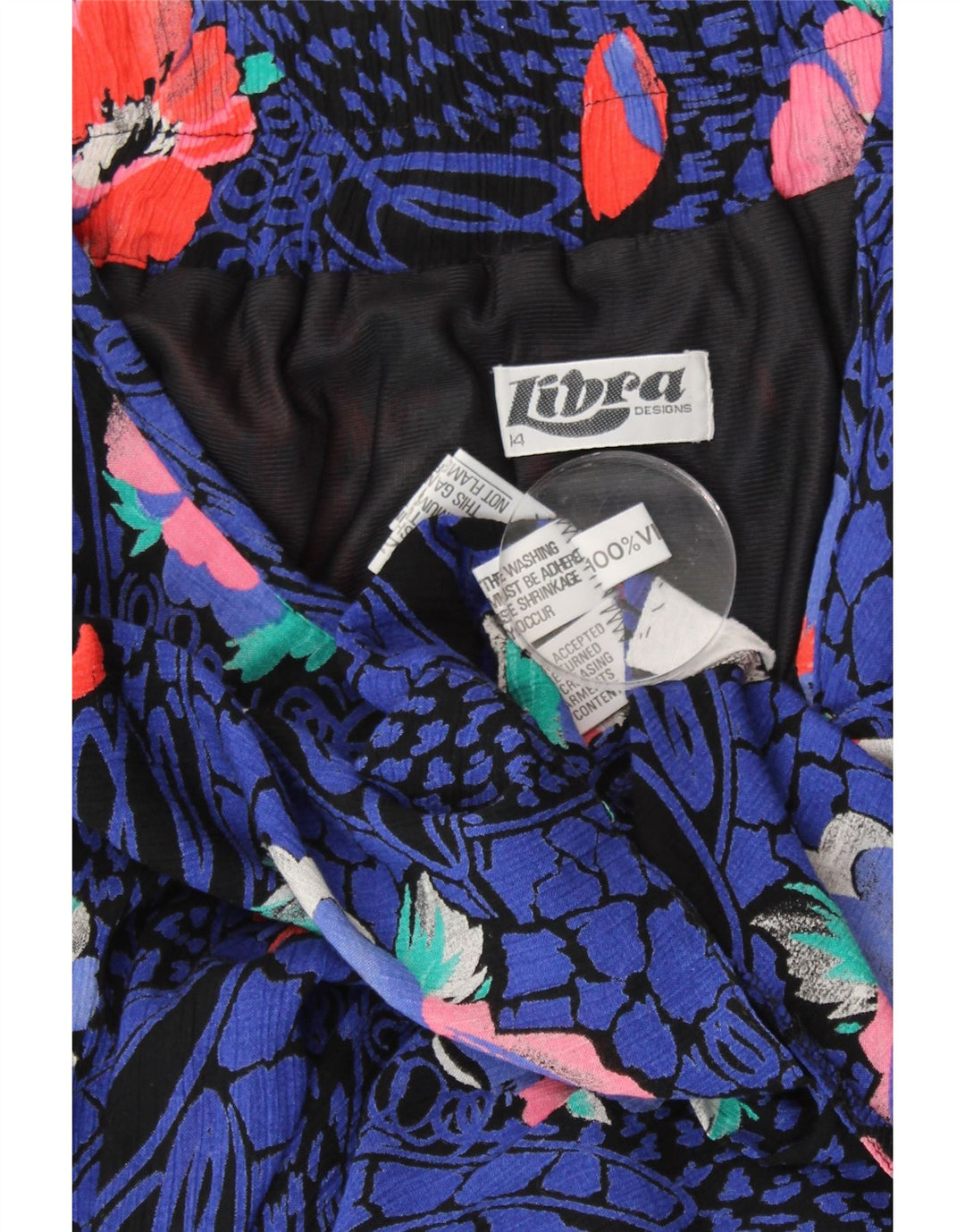 LIBRA Falda midi para mujer UK 14 Medium W30 Viscosa floral azul