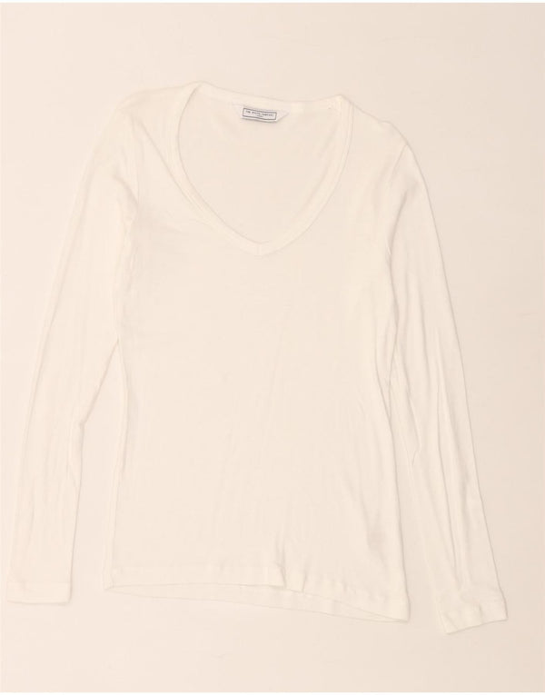 The White Company Top para mujer de manga larga UK 42 Algodón blanco mediano