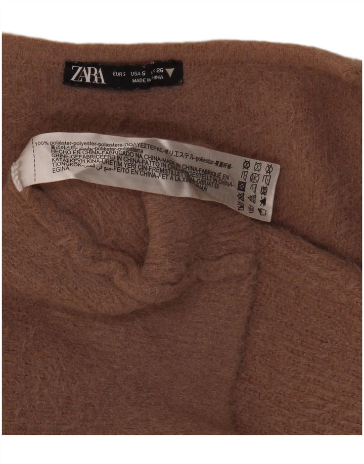 Zara Jersey oversize con cuello en V para mujer UK 10 Small Marrón Poliéster