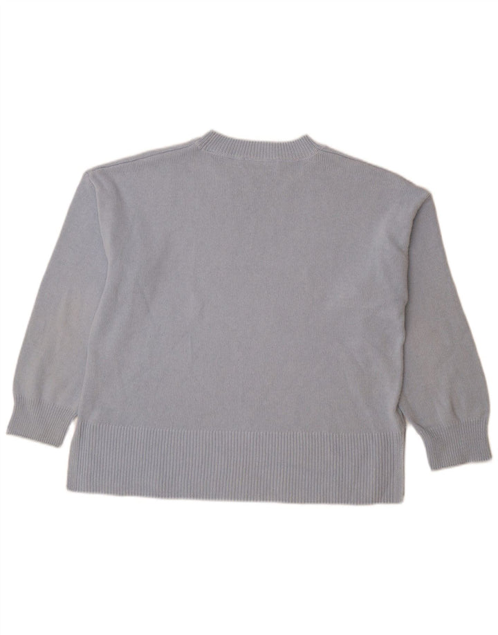 Zara Mujer Jersey De Cuello Redondo De Gran Tamaño UK 44 Algodón Azul Medio