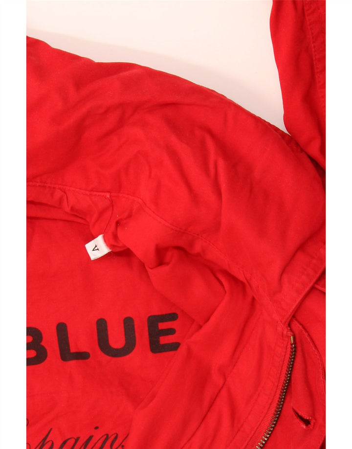 Vintage hombres con capucha chaqueta utilitaria Reino Unido 42 XL rojo