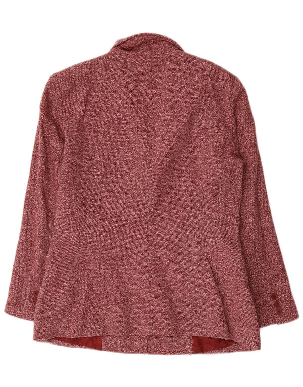 Luisa Spagnoli Chaqueta tipo blazer de 3 botones para mujer IT 44 Lana moteada roja mediana