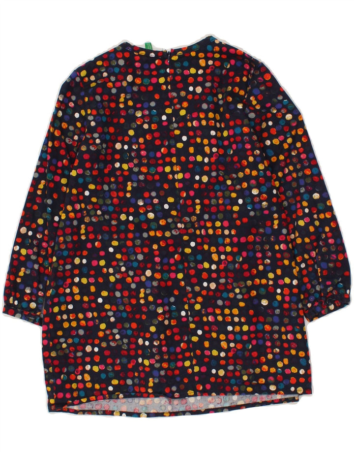 BENETTON Girls Long Sleeve Basic Dress 5-6 Years Multicoloured Spotted Vintage Benetton and Second-Hand Benetton from Messina Hembry 
