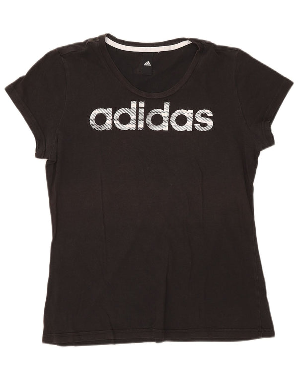 Adidas Womens Graphic T-Shirt Top UK 12 Medium Black