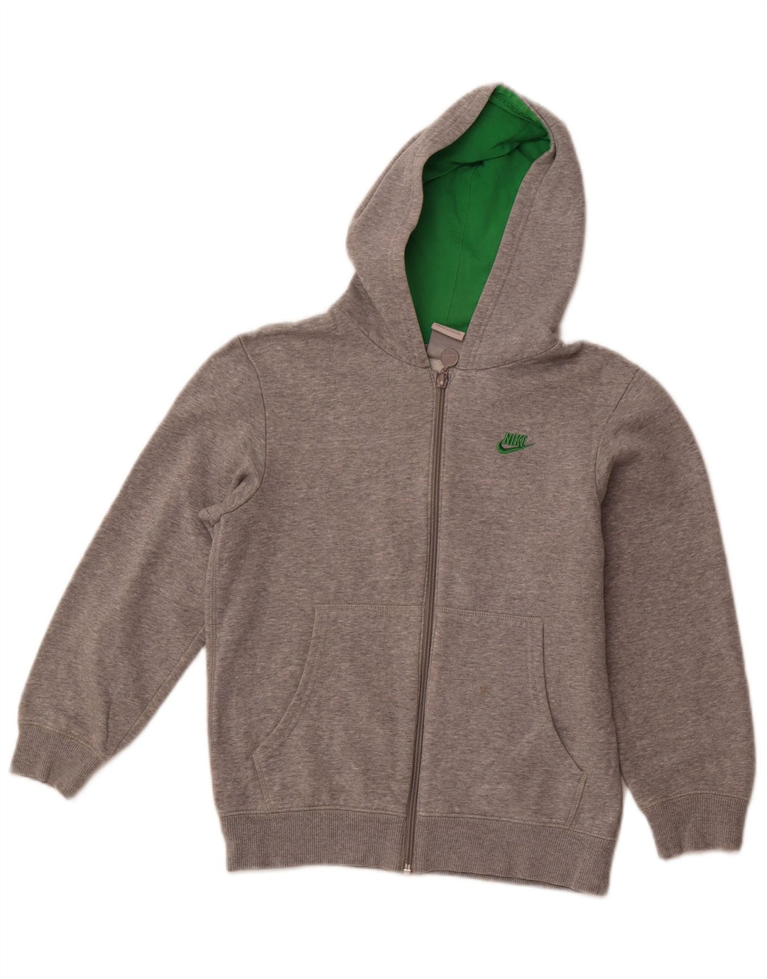 NIKE Sudadera con capucha y cremallera para niñas 10-11 años Algodón gris medio