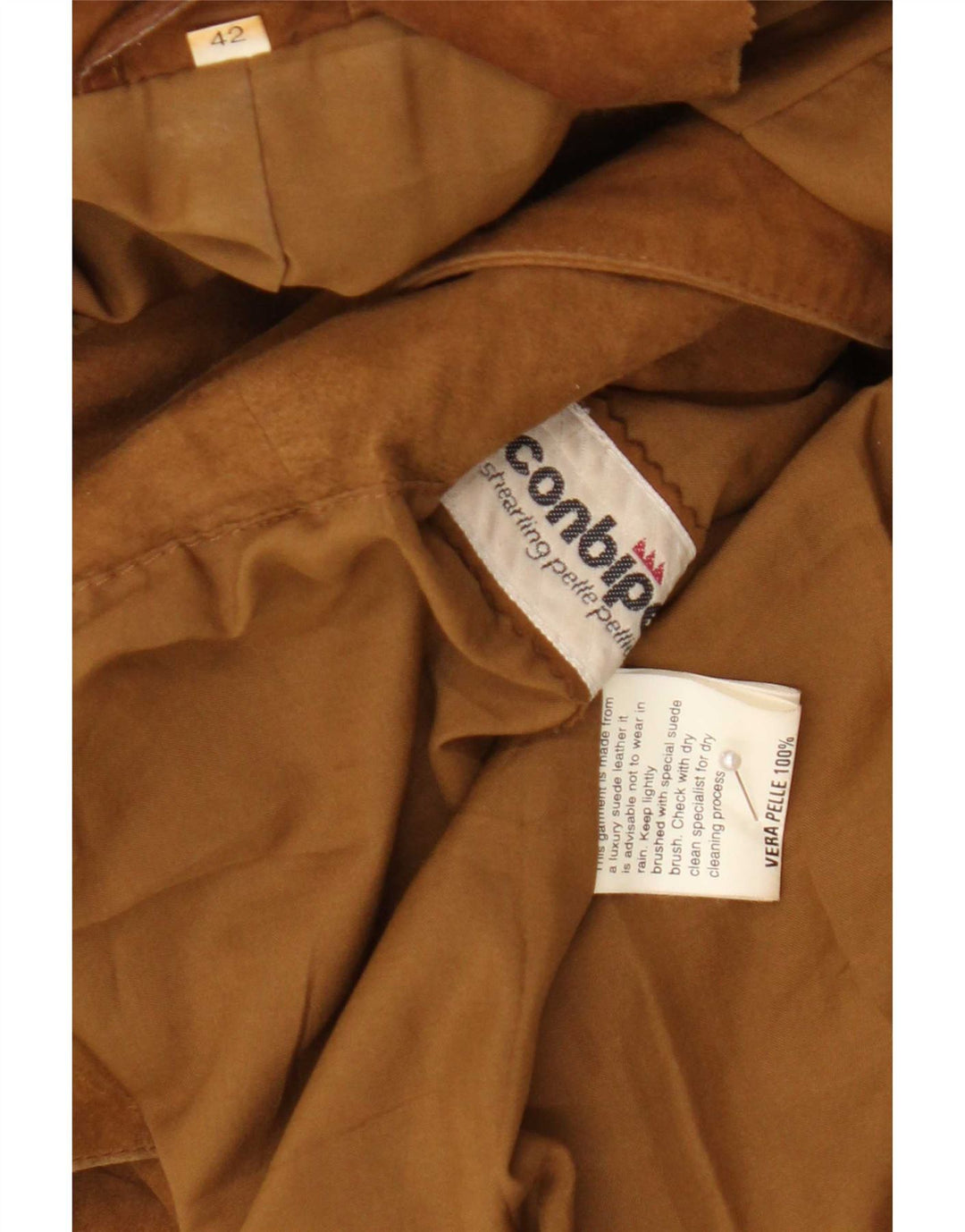 Chaqueta De Ante Mujer Conbipel IT 42 Cuero Beige Medio