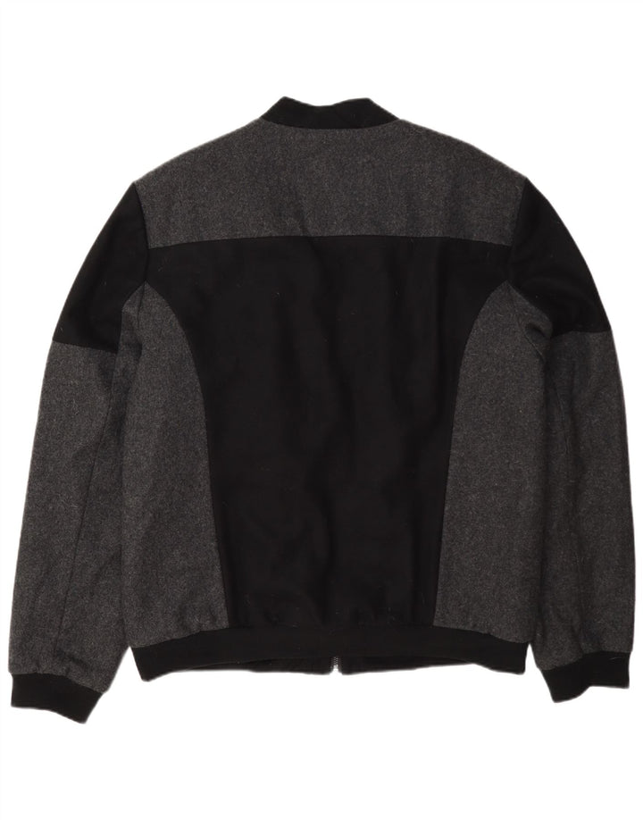 Calvin Klein Chaqueta Bomber para Hombre UK 44 2XL Lana Color Block Negra