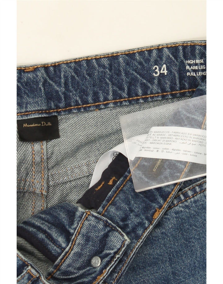 Vaqueros Massimo Dutti Mujer Acampanados Tiro Alto W34 L35 Algodón Azul