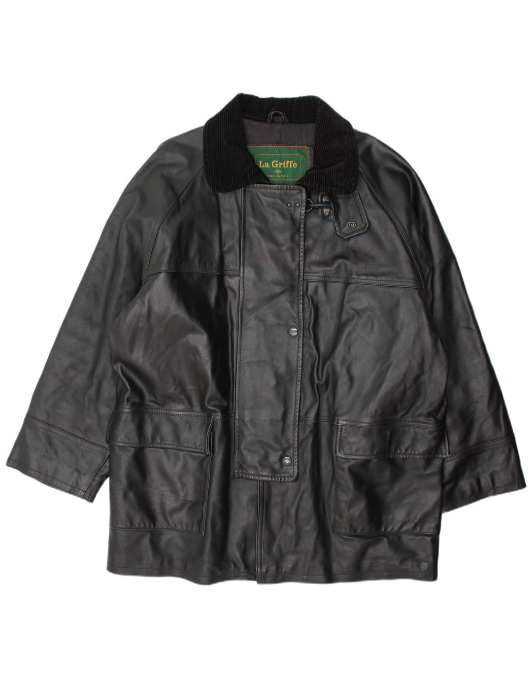 La Griffe Abrigo de cuero para mujer IT 54 3XL Cuero negro