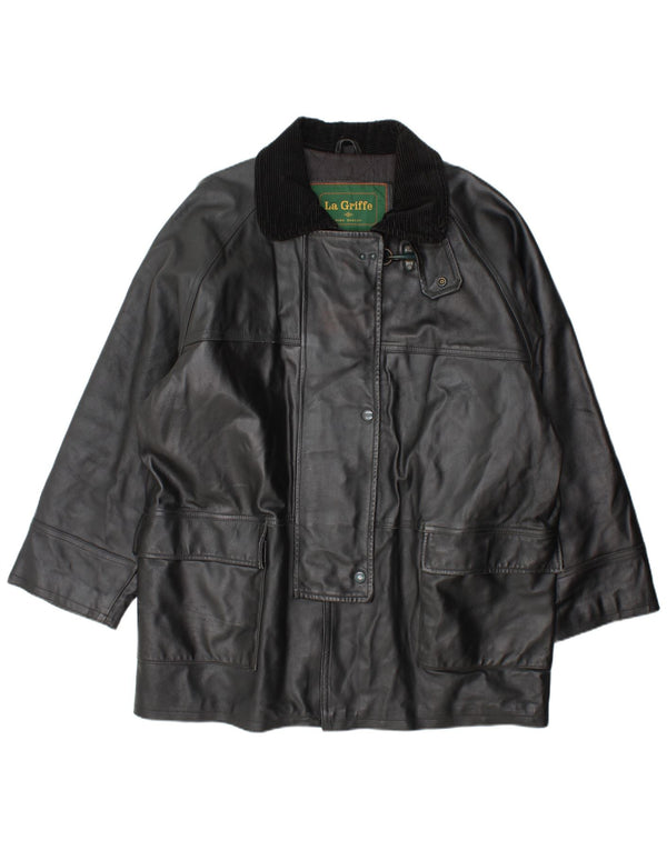 La Griffe Abrigo de cuero para mujer IT 54 3XL Cuero negro