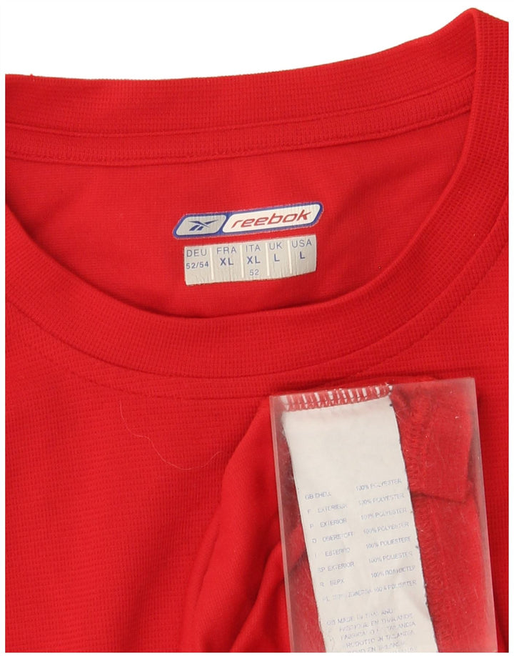 Reebok Hombre Top Manga Larga Grande Poliéster Rojo