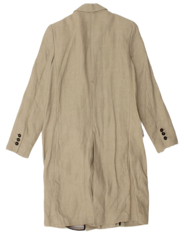 Zara Mujer Abrigo Cruzado UK 6 XS Lino Beige