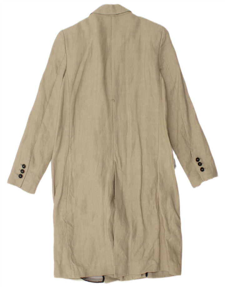 Zara Mujer Abrigo Cruzado UK 6 XS Lino Beige