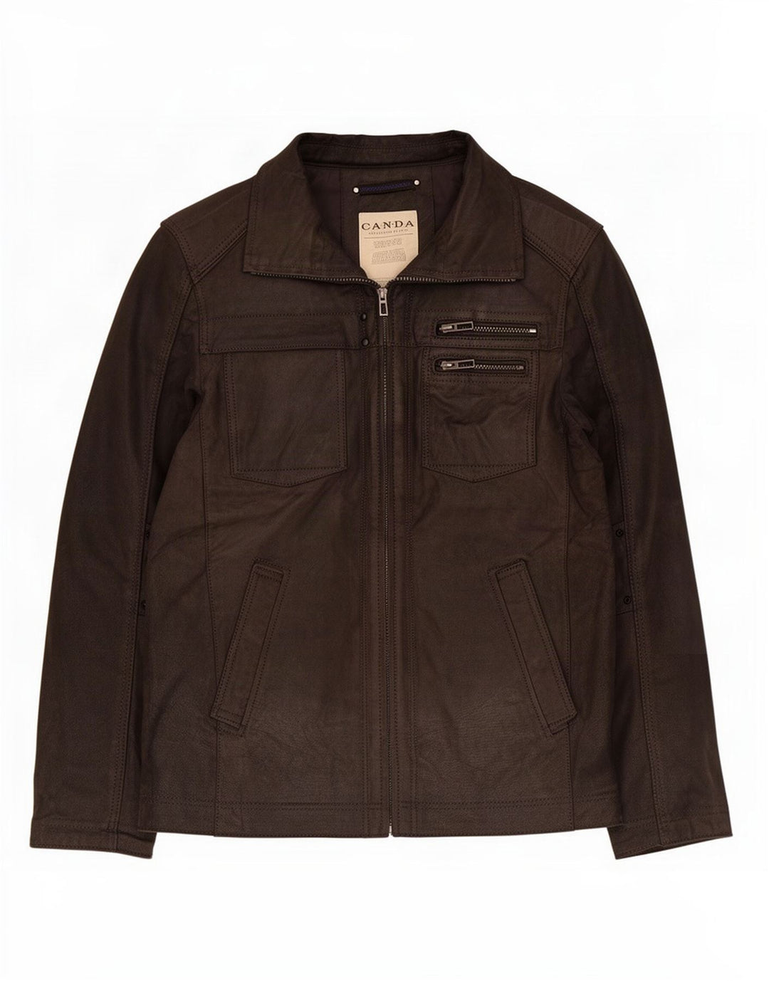 Canda Mens By C&A Chaqueta de cuero EU 52 XL Negro