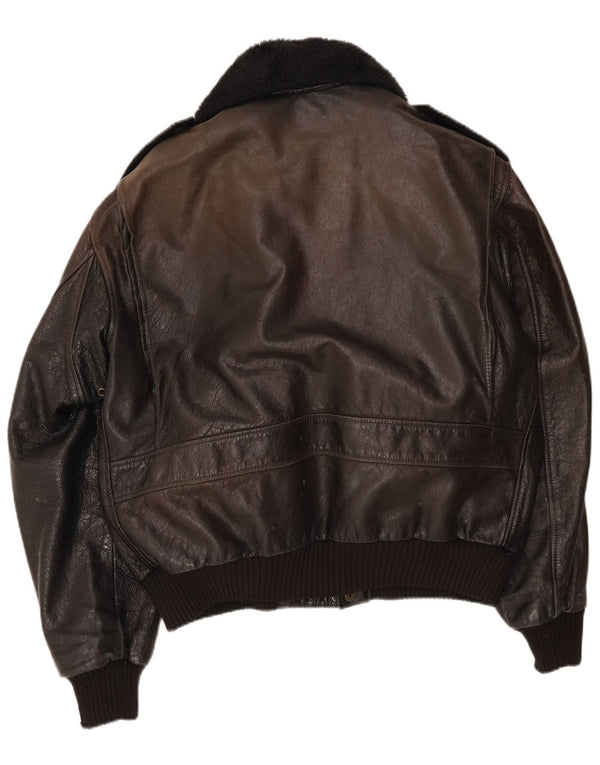 Vintage hombres militar bombardero chaqueta de cuero Reino Unido 42 XL negro
