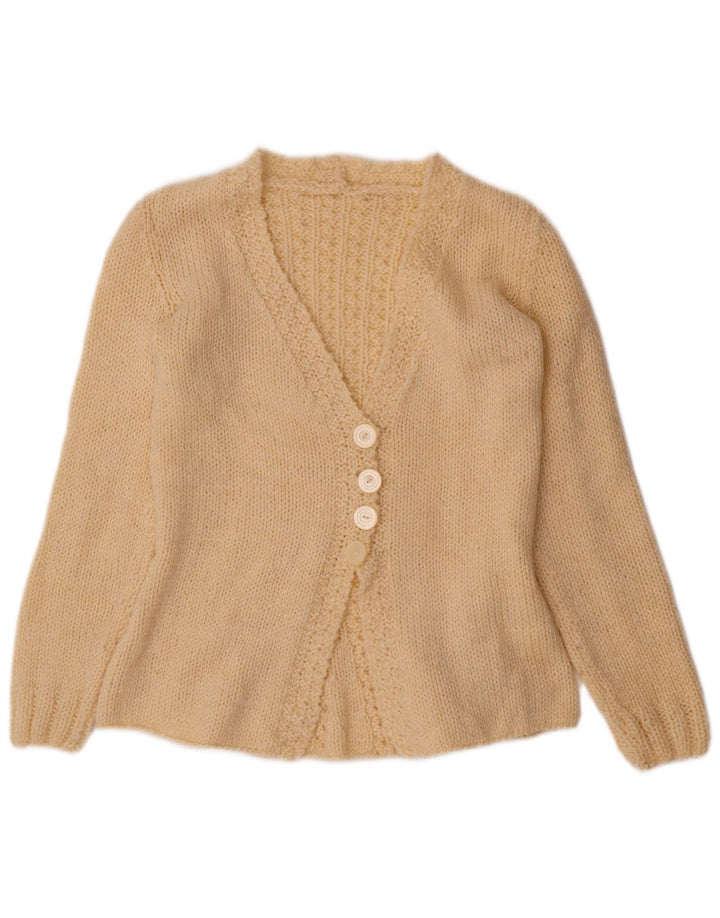 Vintage mujer Cardigan suéter Reino Unido 12 Medio Beige