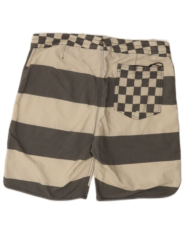 Quiksilver Bañador para hombre, talla grande, color blanco roto, poliéster a rayas