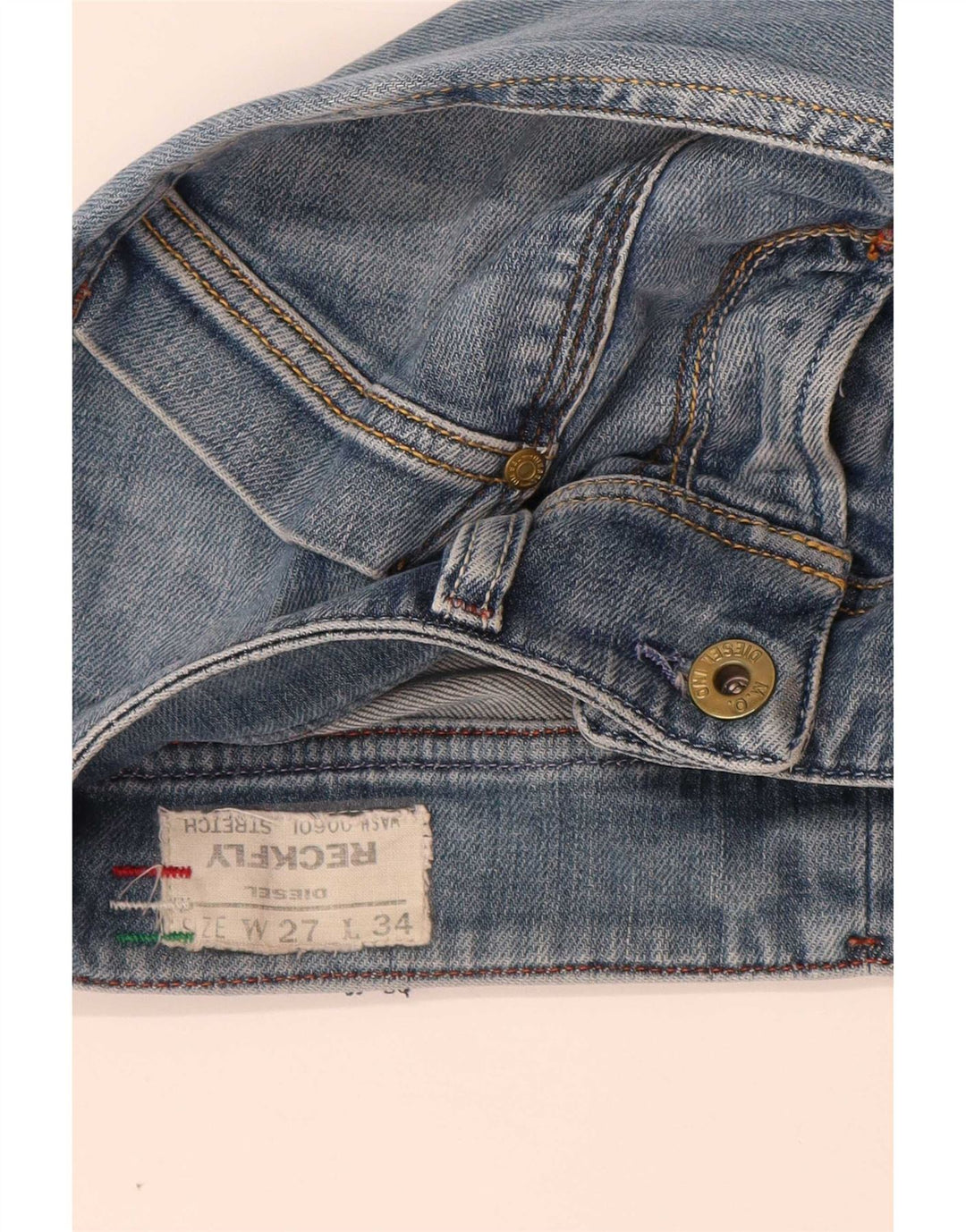 Diesel Mujer Reckfly Vaqueros Rectos W27 L32 Algodón Azul