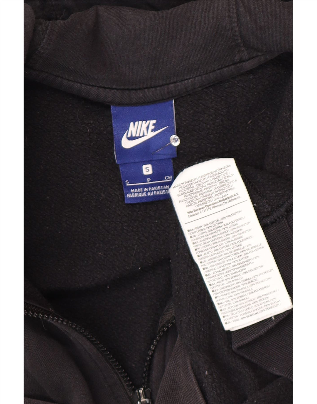 Nike - Sudadera con capucha y cremallera para hombre, talla pequeña, algodón negro