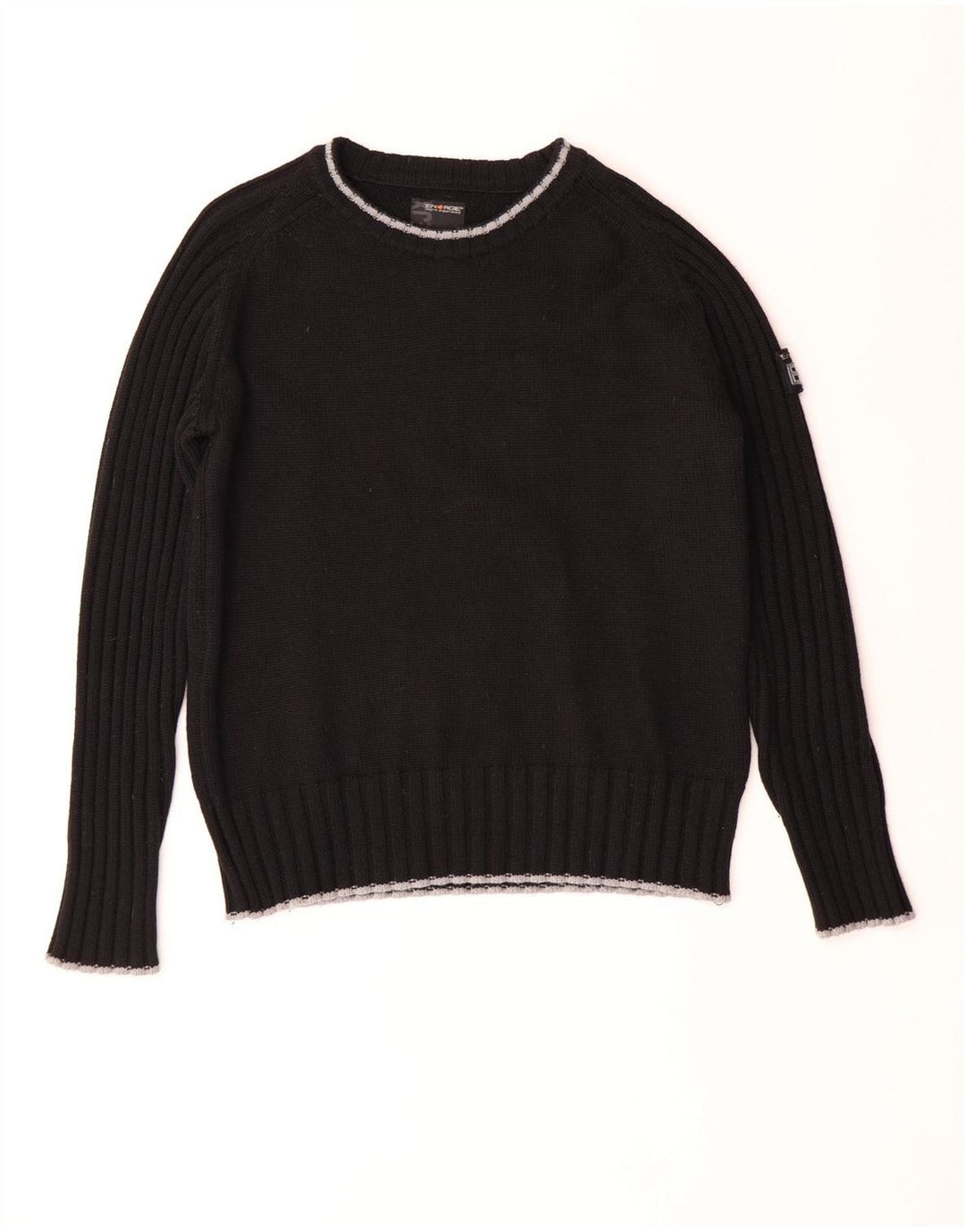 Energie - Jersey de cuello redondo para hombre, talla grande, lana negra