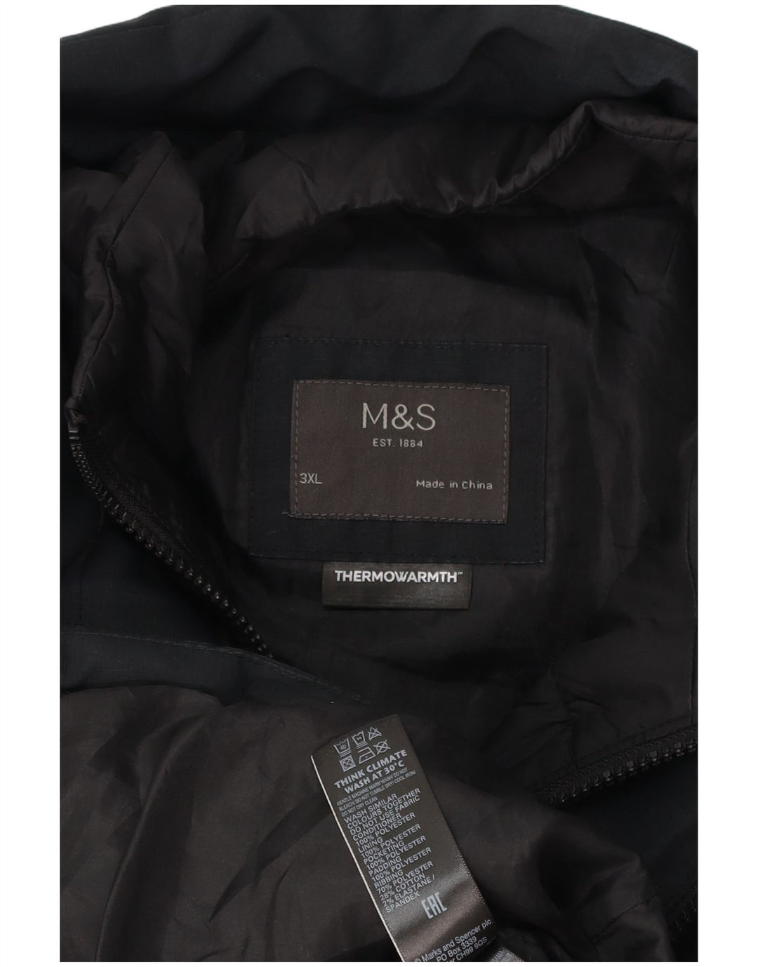 Marks & Spencer Chaqueta acolchada para hombre UK 46 3XL Poliéster negro