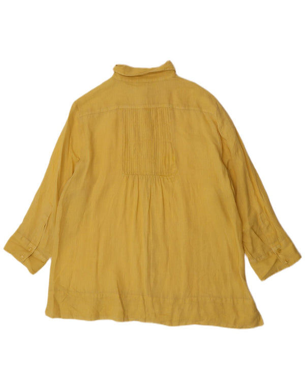 ELENA MIRO Camisa extragrande de manga 3/4 para mujer UK 40 XL Amarillo