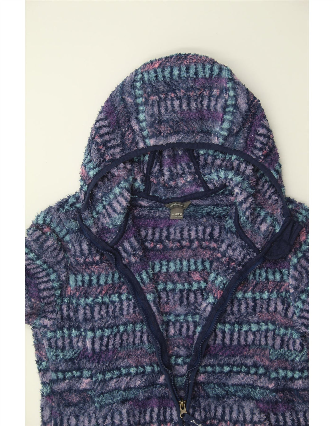 EDDIE BAUER Girls Fleece Jacket 10-11 Years Medium Navy Blue Striped Vintage Eddie Bauer and Second-Hand Eddie Bauer from Messina Hembry 