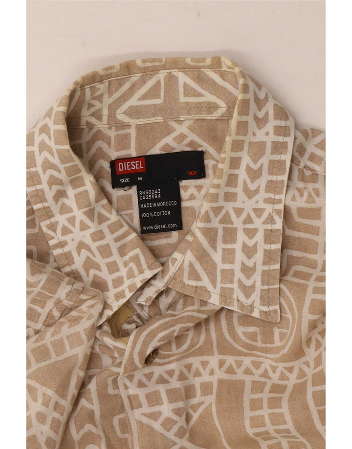 Diesel Hombre Camisa De Manga Corta De Algodón Geométrico Beige Medio