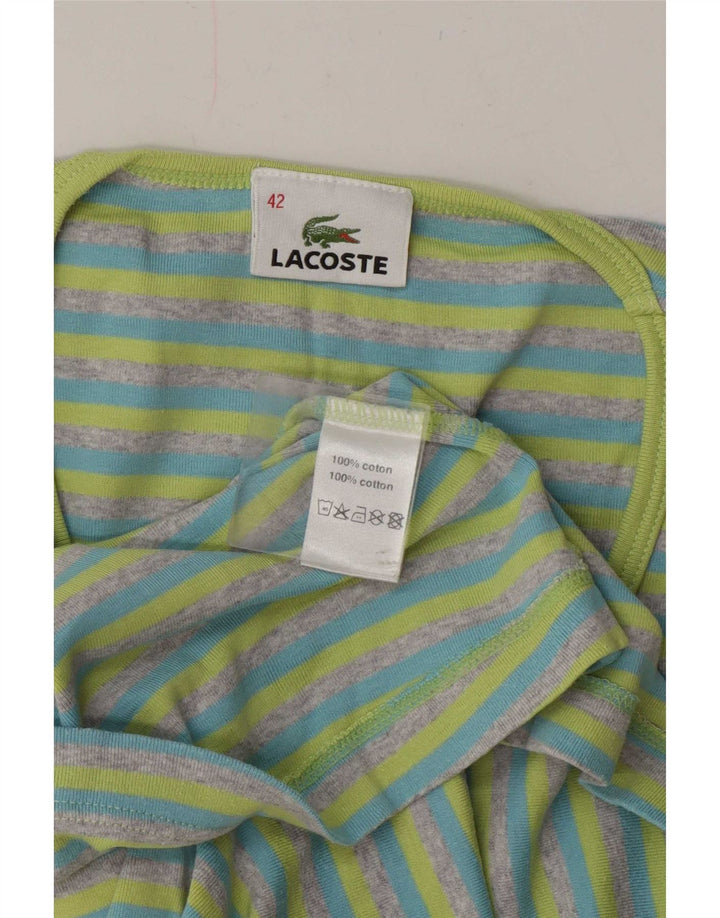 Camiseta Lacoste Mujer Top Talla 42 Algodón Rayas Azul Grande