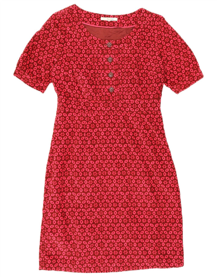 Boden Vestido tubo de pana para mujer UK 8 Small Pink Floral Cotton