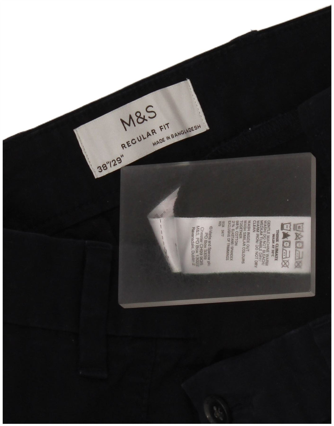 Marks & Spencer Pantalón chino recto de corte regular para hombre W38 L29 Azul marino