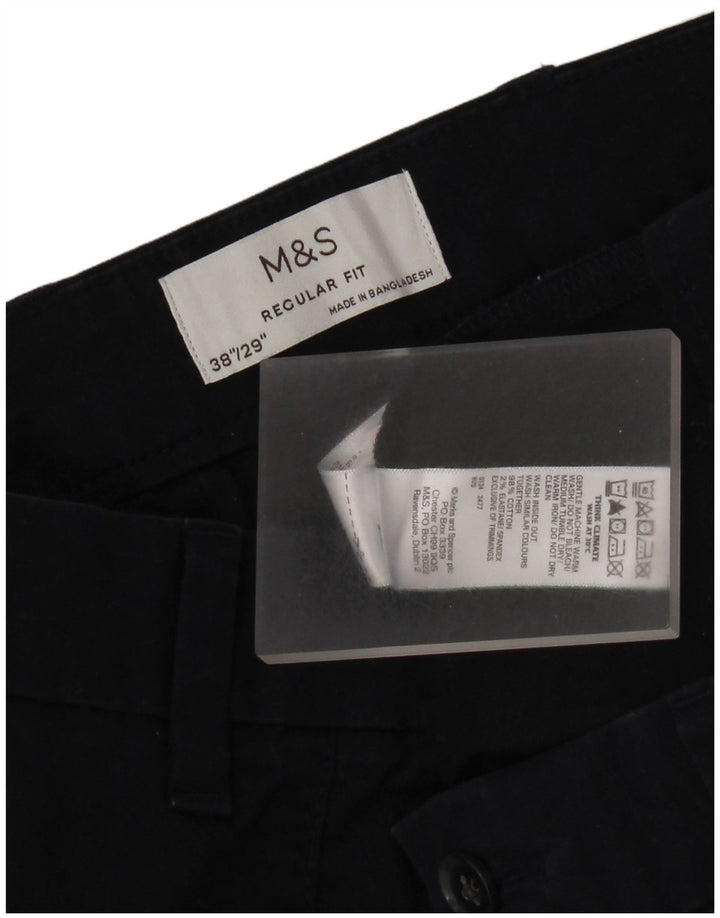 Marks & Spencer Pantalón chino recto de corte regular para hombre W38 L29 Azul marino