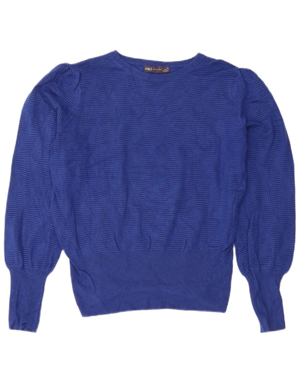 Marks & Spencer Suéter Corto con Cuello Barco para Mujer UK 44 Azul Medio