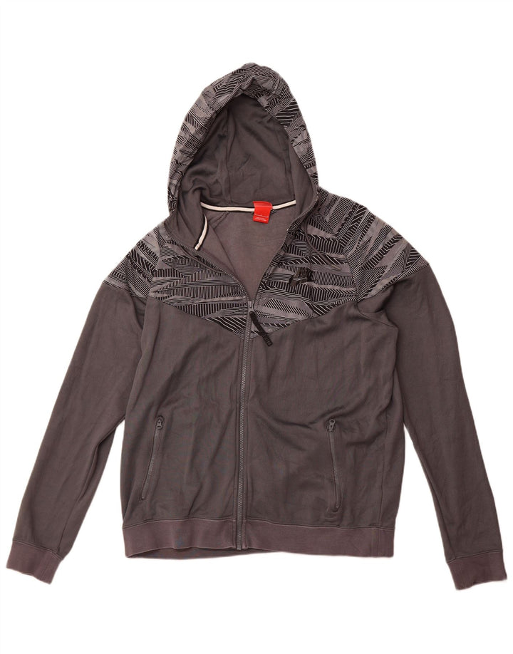 NIKE Sudadera con capucha y cremallera para hombre, talla grande, algodón geométrico gris