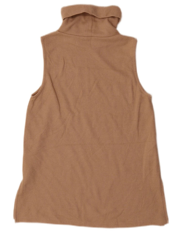 Marks & Spencer Top sin mangas con cuello vuelto para mujer UK 10 Small Beige Poliéster
