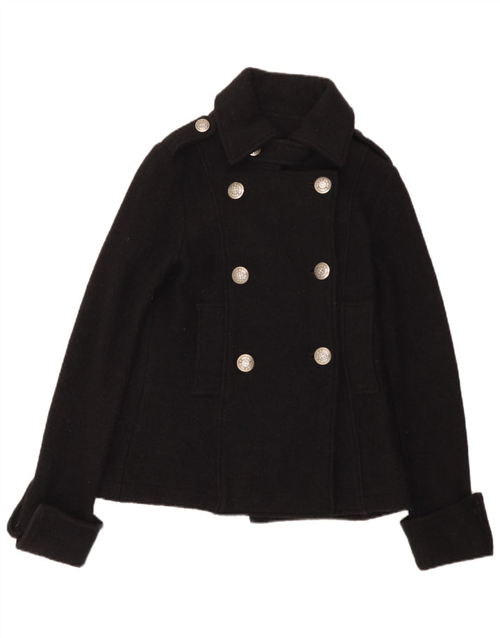 Zara Mujer Trafaluc Chaquetón UK 40 Mediano Lana Negra