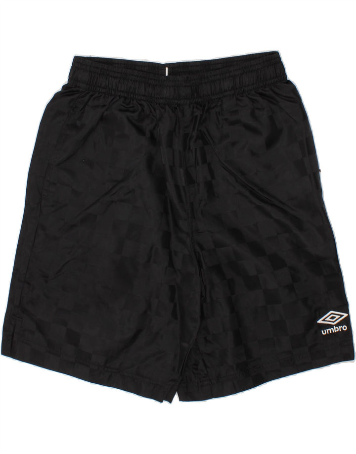 UMBRO Boys Sport Shorts 8-9 Years Medium  Black Geometric Nylon Vintage Umbro and Second-Hand Umbro from Messina Hembry 