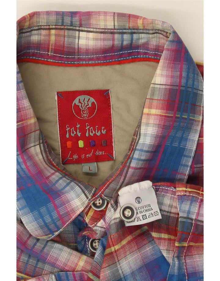 Camisa de manga corta para hombre Fat Face de algodón con cuadros azules grandes