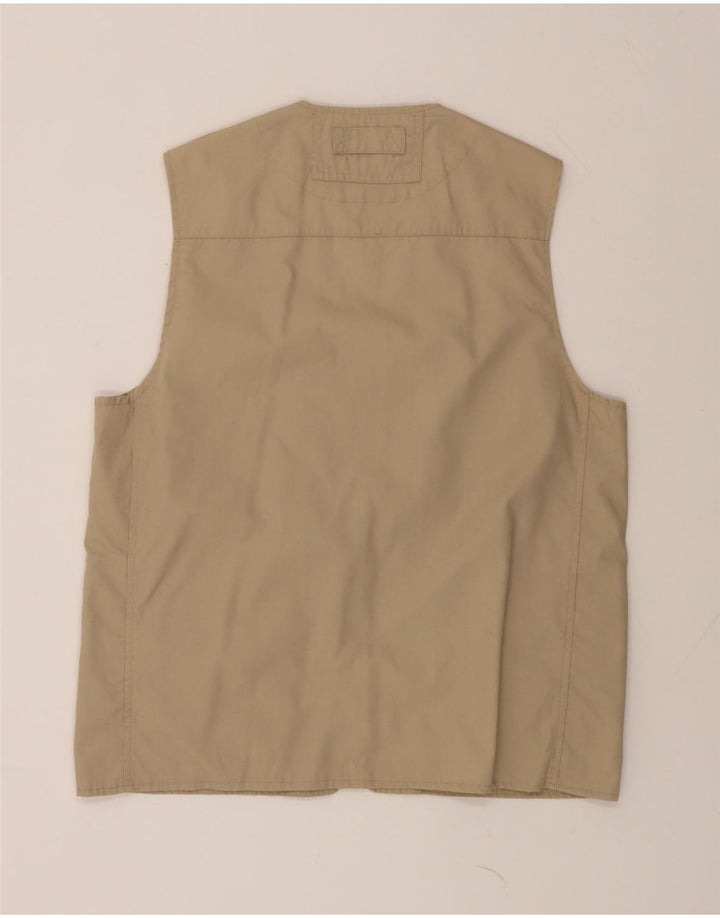 VINTAGE Mens Utility Gilet UK 38 Medium Beige Polyester Vintage Vintage and Second-Hand Vintage from Messina Hembry 