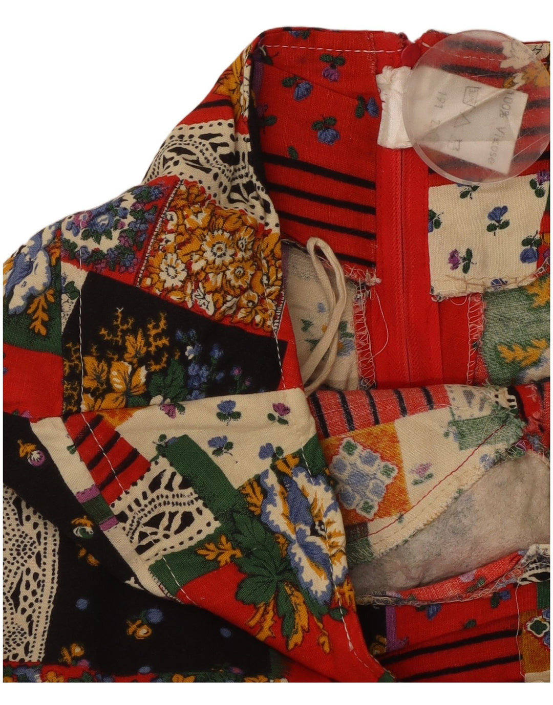 Minifalda VINTAGE para mujer W28 Viscosa patchwork multicolor mediana