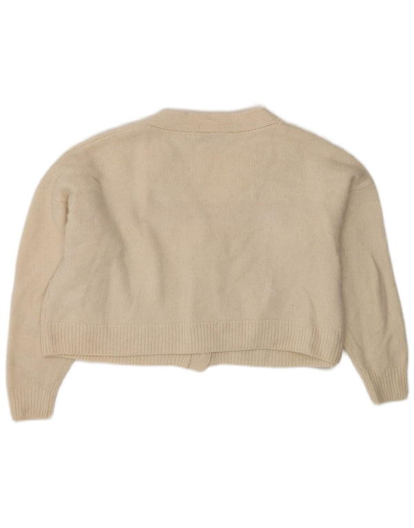 Zara Mujer Crop Suéter Cárdigan Extragrande UK 10 Small Beige Lana