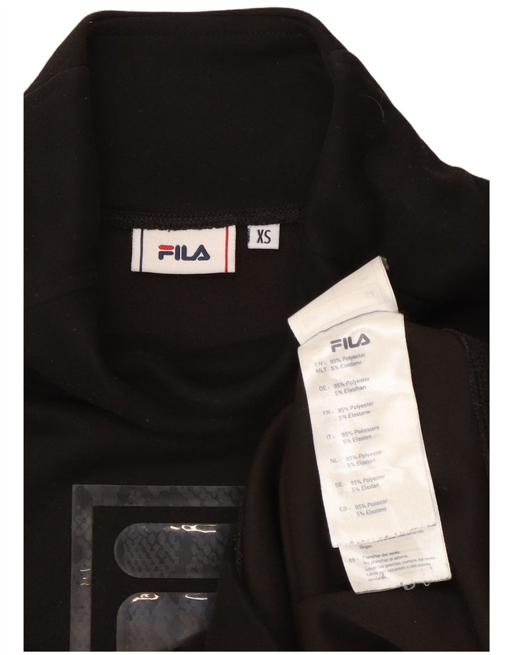 Fila Mujer Crop Oversize Graphic Top Manga Larga UK 6 XS Poliéster Negro