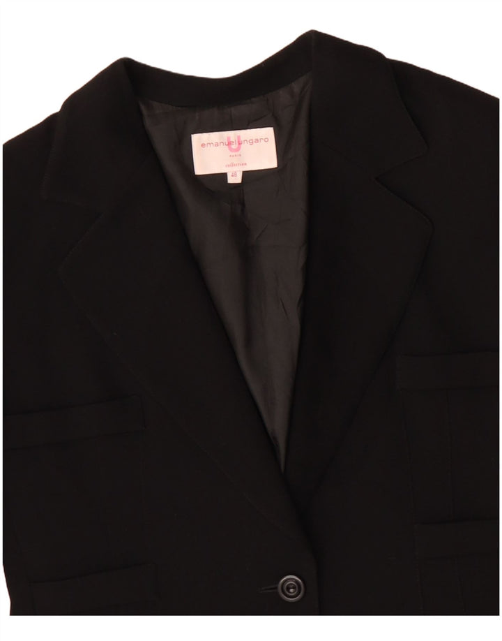Emanuel Ungaro Chaqueta tipo blazer con 1 botón para mujer IT 48 XL Negro