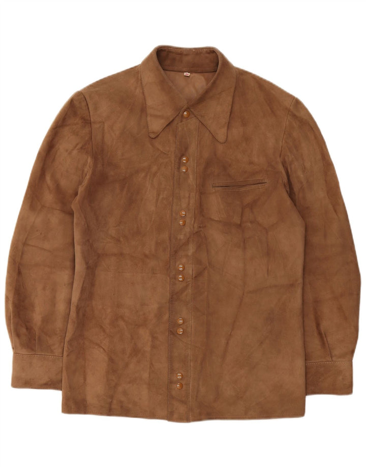 Camisa vintage de ante para hombre IT 50 Marrón medio