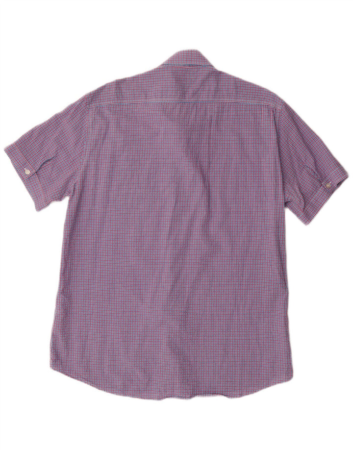 Carrera Camisa de Manga Corta Regular Fit para Hombre XL Algodón a Cuadros Rojos